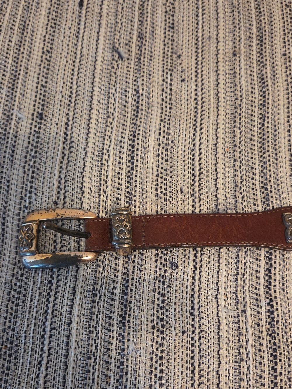 Brighton Brown Leather Belt with Silver Decorative Buckle